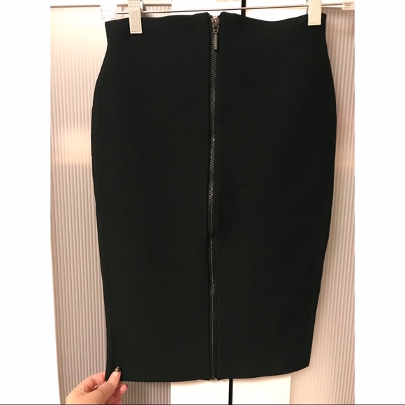 NWOT GUESS Mirage Bandage Pencil Skirt Black Zipper - Picture 4 of 9